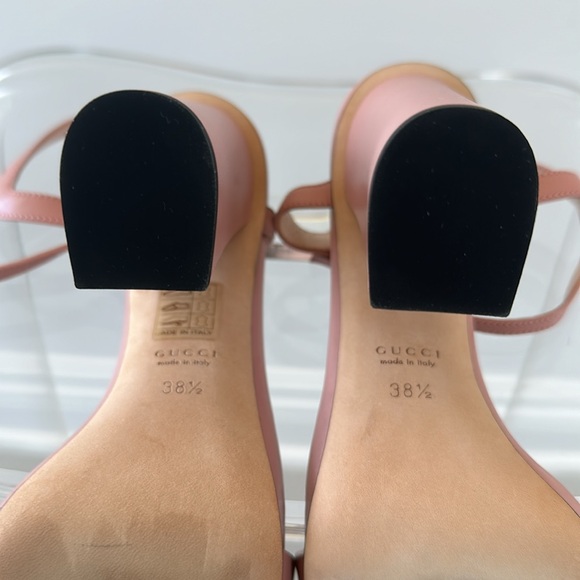 Authentic Gucci Pink Leather Horsebit Ankle Strap Platform Heels Sandals - Picture 8 of 11